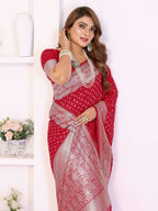 Aastha Fashion Red Georgette Silk Zari Weaving Saree | Grocsy