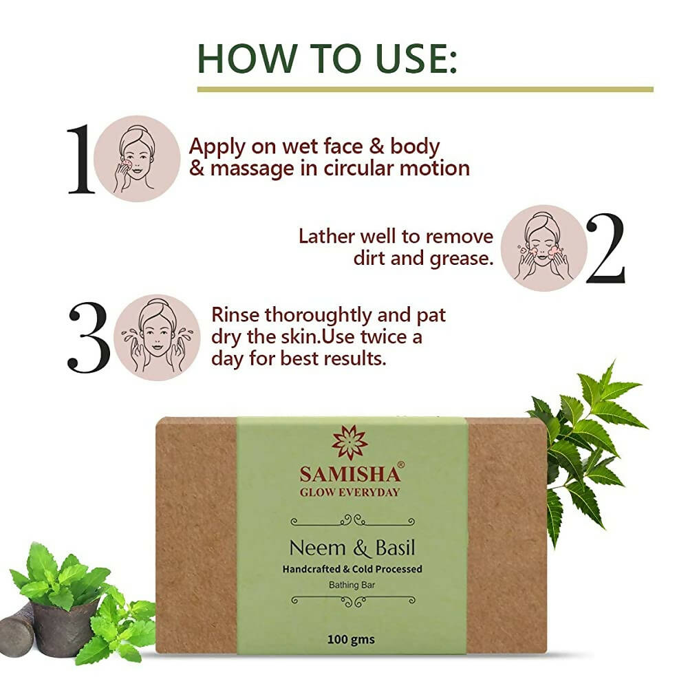 Samisha Organic Neem & Basil Skin Clearing Bathing Bar | Grocsy