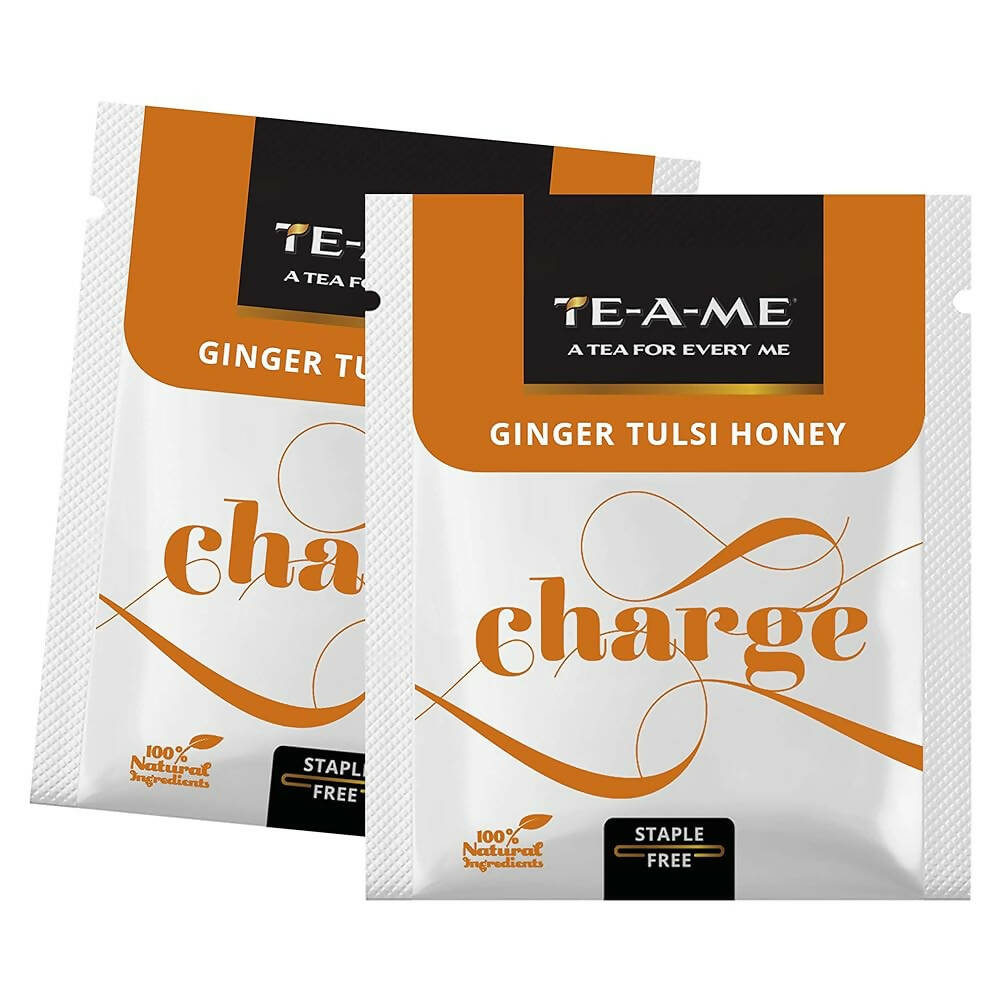 TE-A-ME Charge Ginger Tulsi Honey Herbal Infusion Tea Bags | Grocsy