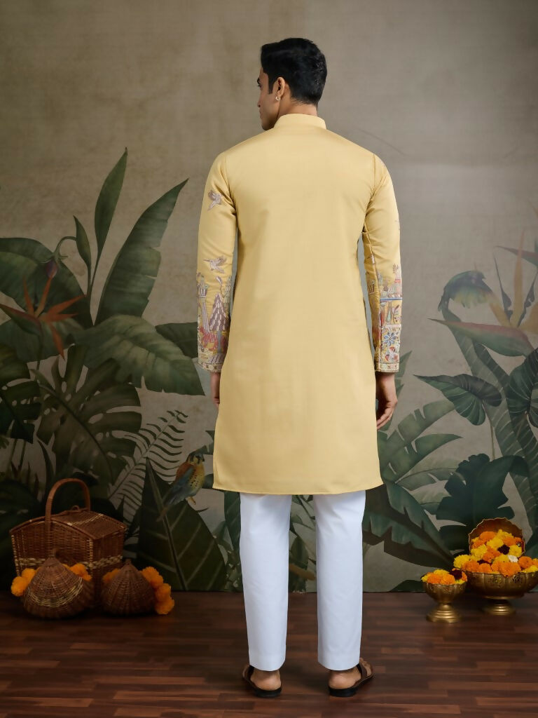 Vastranavya Yellow Exclusive Festival Wear Viscose Silk Thread & Sequence Embroidered Work Kurta | Grocsy
