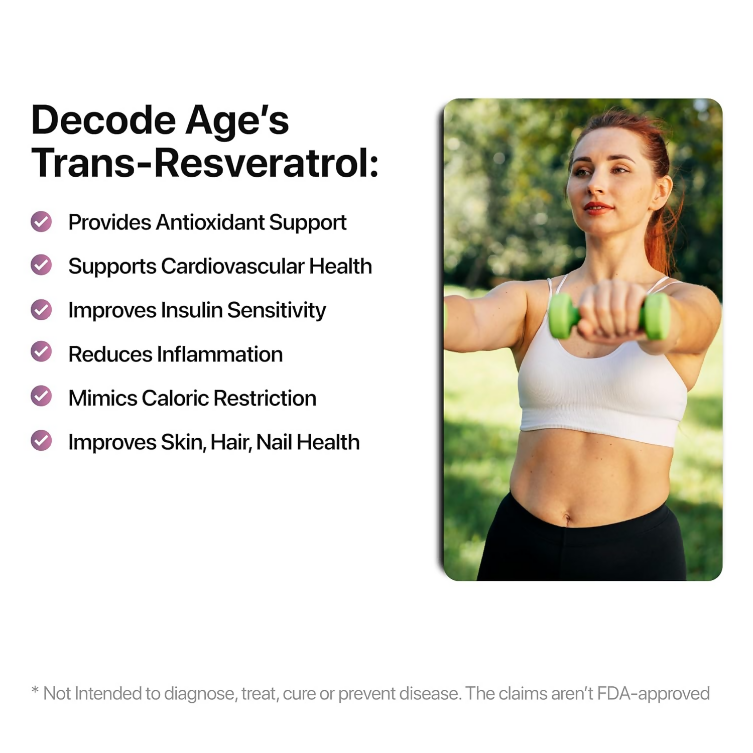 Decode Age 99.5% Pure Trans Resveratrol 250mg Supplement Capsules | Grocsy