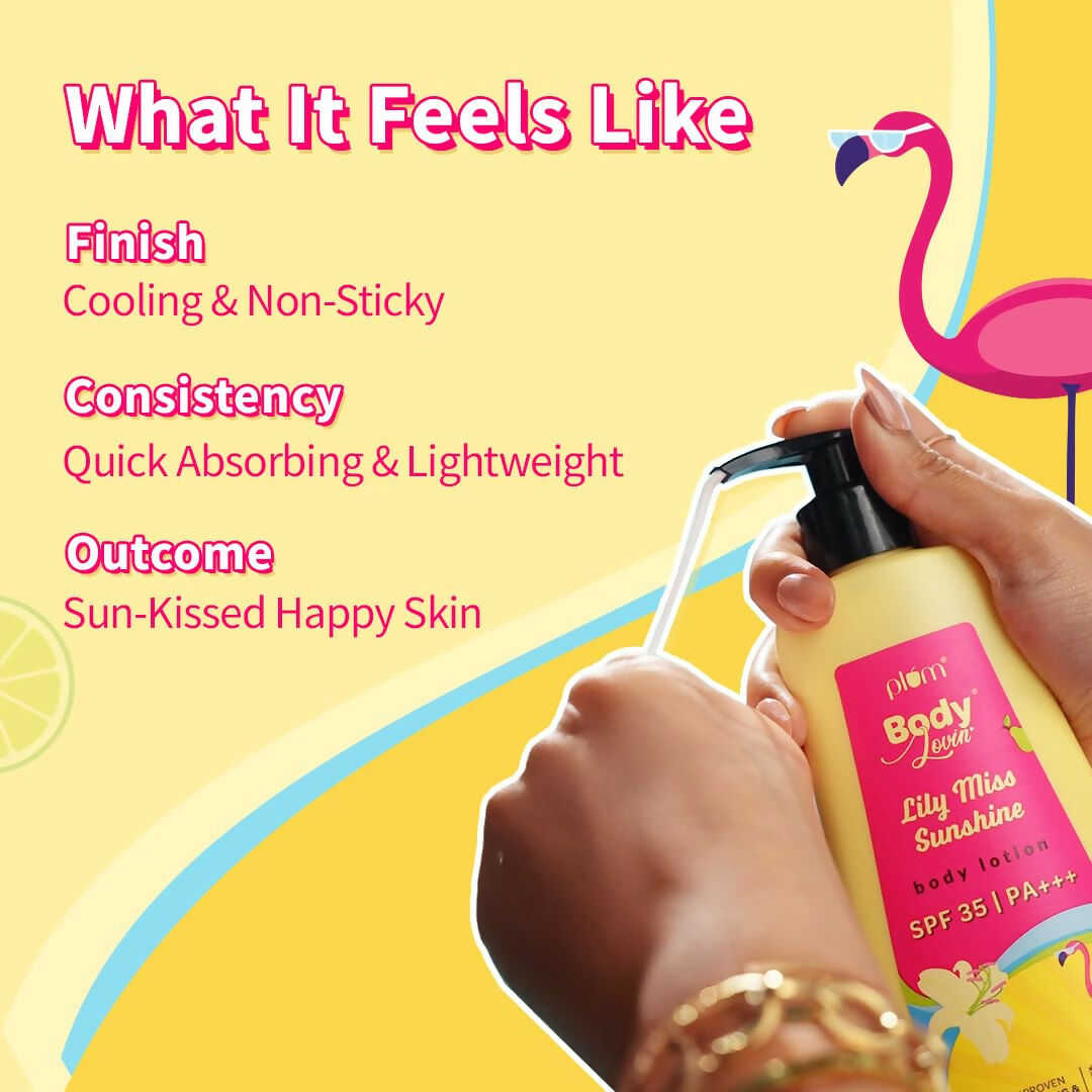 Plum BodyLovin' Lily Miss Sunshine Body Lotion With SPF 35 PA+++ | Grocsy