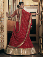 Wedding Designer Sequene Zari Resham Embroidery Red Georgette Lahengha Choli - Anbazaar | Grocsy