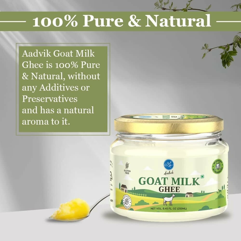 Aadvik A2 Goat Milk Ghee with Ayurvedic Benefits | 100% Pure & Natural Goat Milk Ghee | From Grass Fed Goat A2 Milk | Grocsy