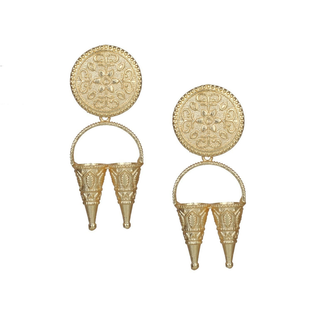 Joban Fashion Women Matte Gold Brass Earrings | Grocsy