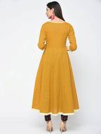 Aniyah Cotton Anarkali Mustard Kurta (AN-111K) | Grocsy