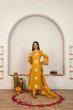 Joban Fashion Mustard Yellow Tie & Dye Cotton Suit Set | Grocsy