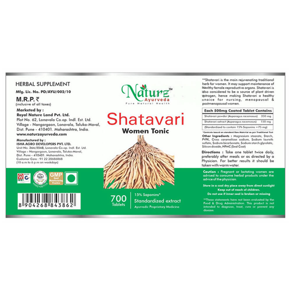 Naturz Ayurveda Shatavari Women Tonic Tablets | Grocsy