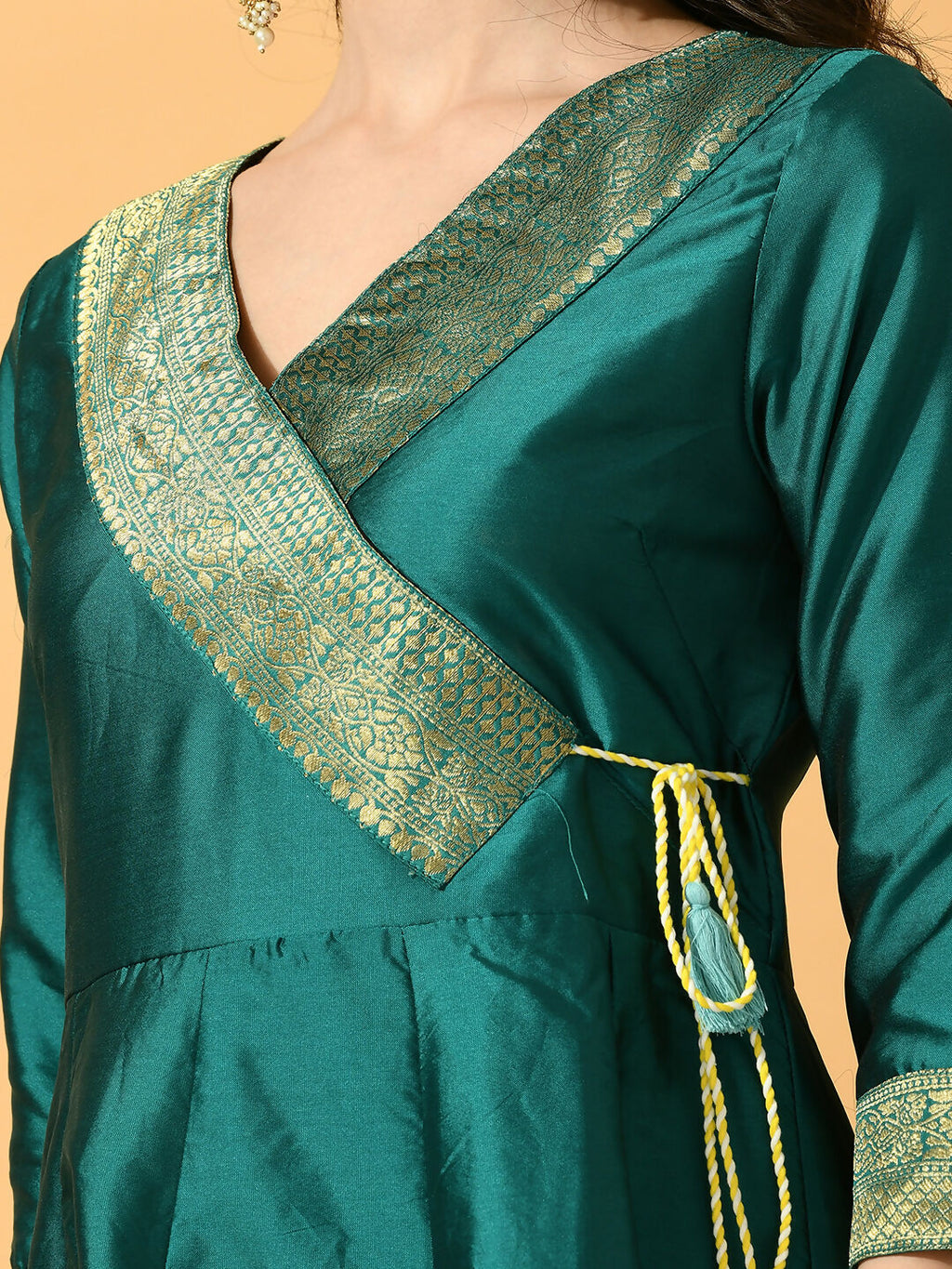 Myshka Women's Green Silk Festive Anarkali Kurta | Grocsy