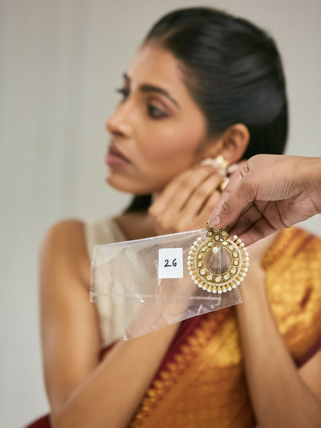 Nuyug 22K Gold-Plated Kundan Studded & Pearl Beaded Floral Chandbali Earrings | Grocsy