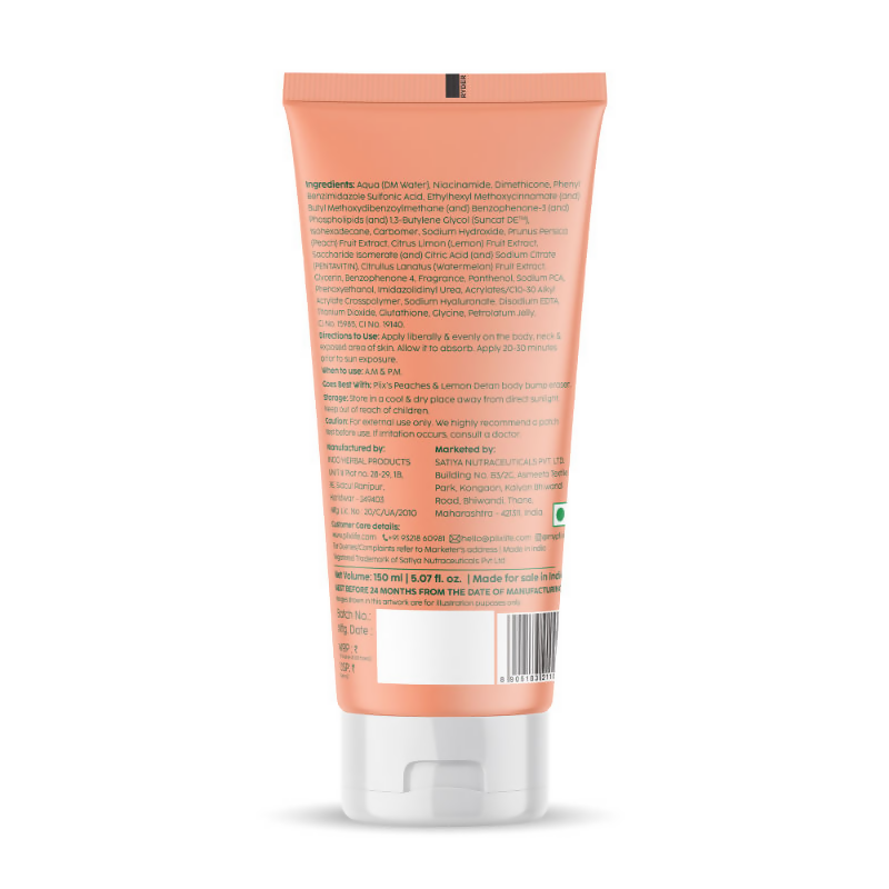 PLIX The Plant Fix Peaches & Lemon Detan Body Lotion with SPF 30 | Grocsy