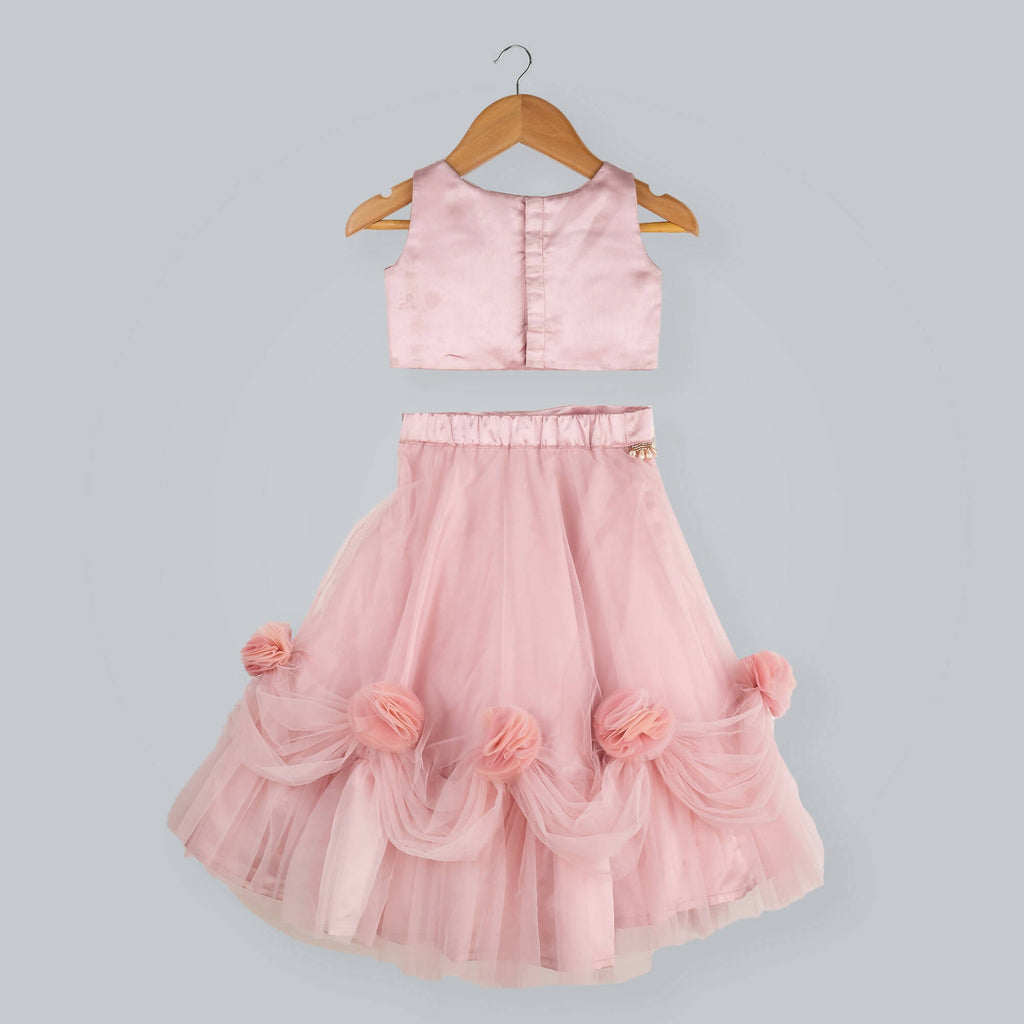 Pink Cow Fashions Old Rose Ghagra Choli With Embellishment On Upper Chest | Grocsy