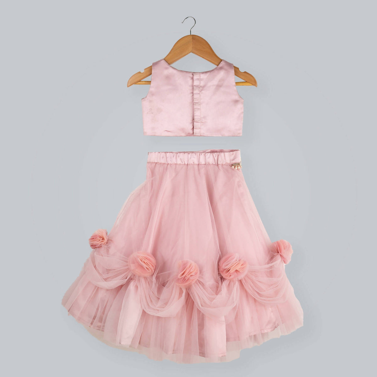 Pink Cow Fashions Old Rose Ghagra Choli With Embellishment On Upper Chest | Grocsy