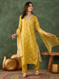 The52 Women's Gorgeous Rayon Fabric Printed Work Straight Kurta Pant and Dupatta Set | Grocsy