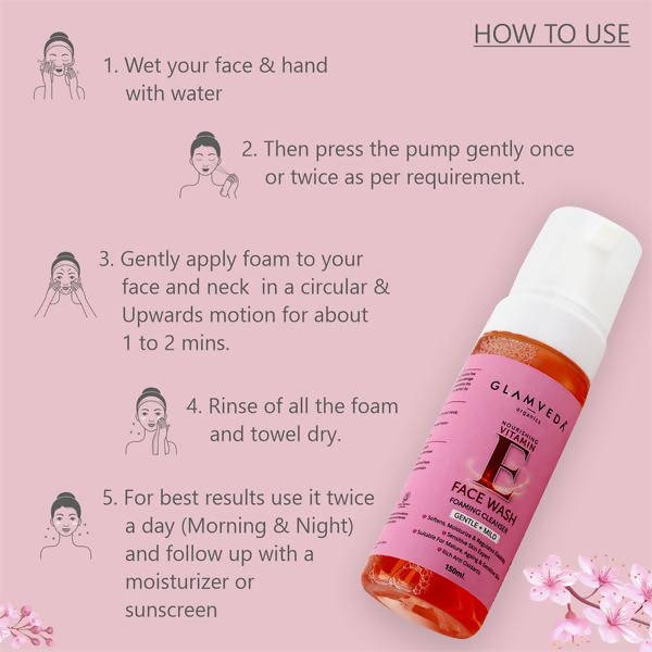 Glamveda Vitamin E Gentle Foaming Face Wash | Grocsy