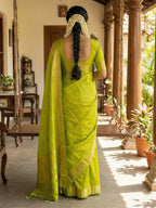 Anaita Olive Silk Saree With Blouse Piece | Grocsy