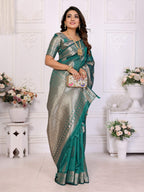 Aastha Fashion Light Green Soft Organza Silk Weaving Saree | Grocsy