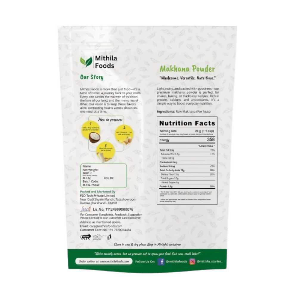 Mithila Foods Makhana Powder Premium Raw Fox Nut Flour | Grocsy