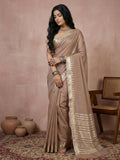 Shree Shyam Fashion Beige Cotton Saree | Grocsy