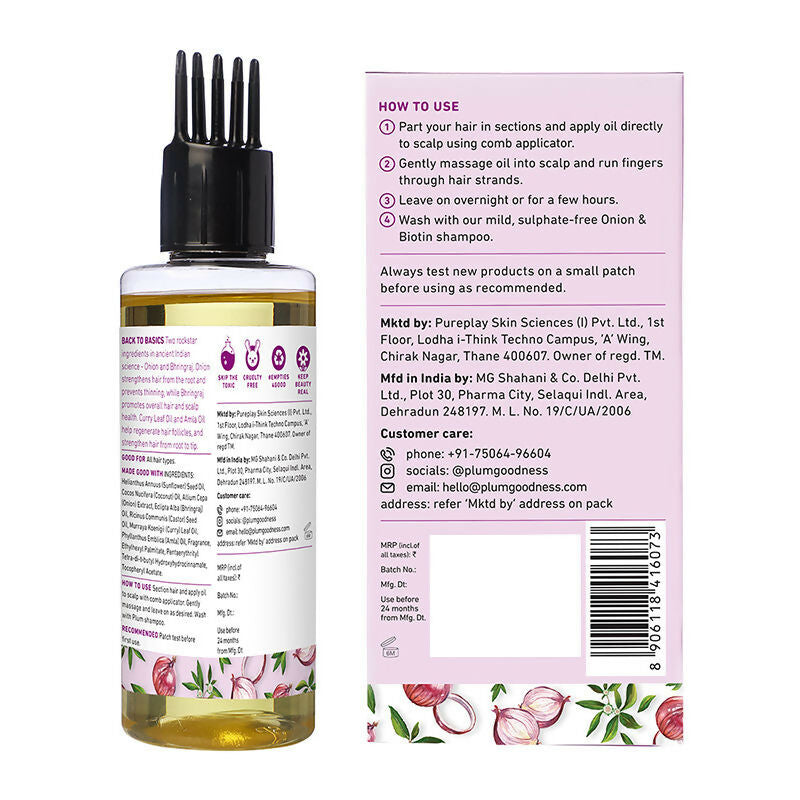 Plum Onion Hair Growth Oil For Hair Fall Control With Bhringraj Oil | Grocsy