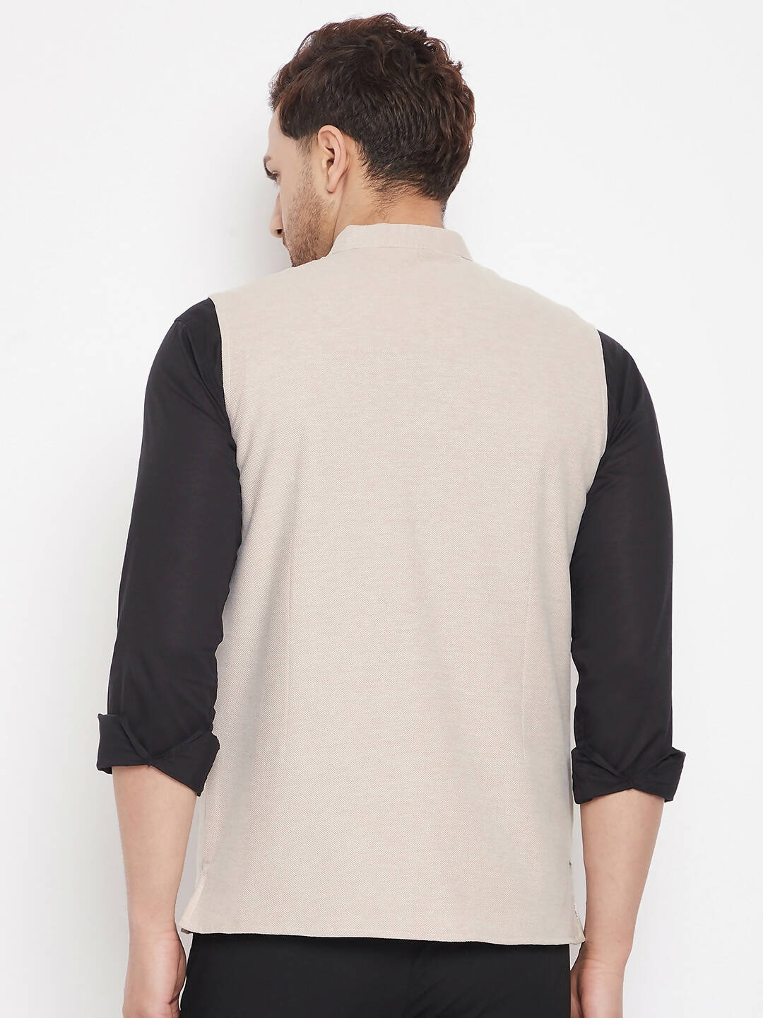 Even Apparels Cream Merino Men Woven Nehru Jacket | Grocsy