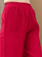 Hand Embroidered & Lace Detailed Kurta With Pant & Dupatta, Pink - Hiral Fashion | Grocsy