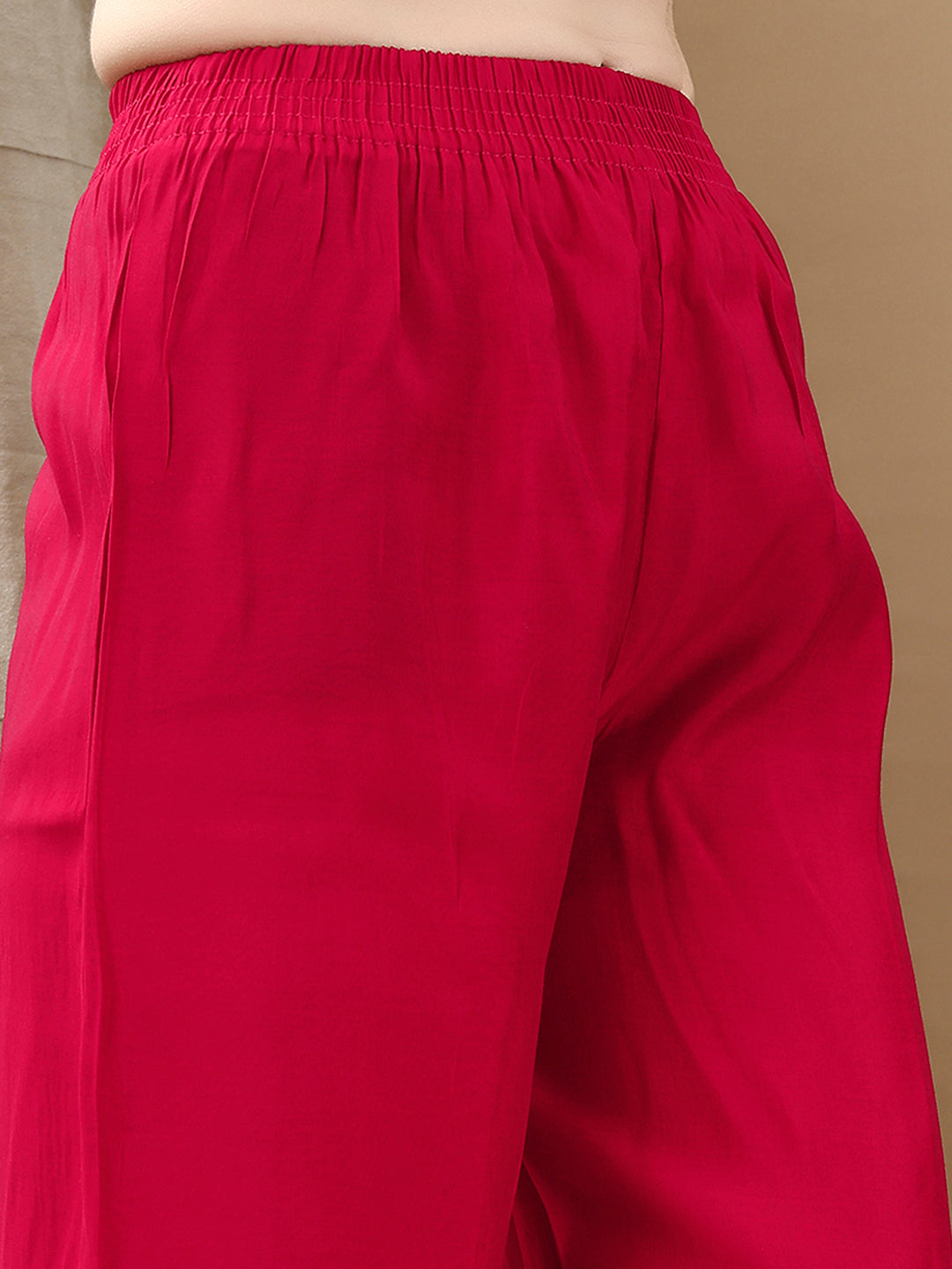 Hand Embroidered & Lace Detailed Kurta With Pant & Dupatta, Pink - Hiral Fashion | Grocsy