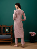 Hand Embroidered Kurta With Pant & Dupatta, Lavender - Hiral Fashion | Grocsy