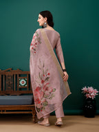 Hand Embroidered Kurta With Pant & Dupatta, Lavender - Hiral Fashion | Grocsy