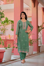 Hand Embroidered & Lace Detailed Kurta With Pant & Dupatta Premium Luxury, Multicolor - Hiral Fashion | Grocsy