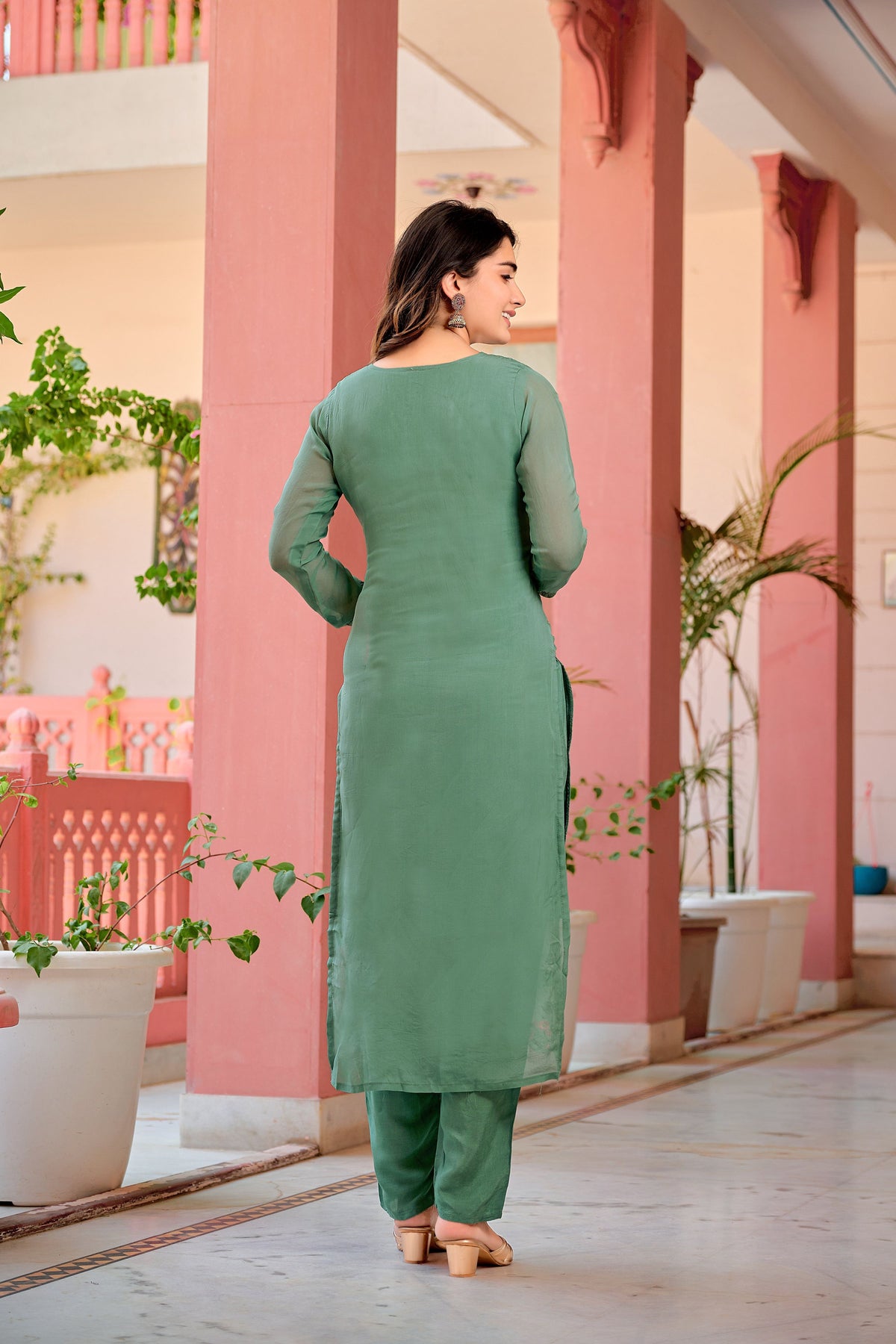 Hand Embroidered & Lace Detailed Kurta With Pant & Dupatta Premium Luxury, Multicolor - Hiral Fashion | Grocsy