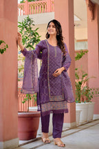 Hand Embroidered & Lace Detailed Kurta With Pant & Dupatta Premium Luxury, Multicolor - Hiral Fashion | Grocsy