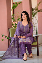 Hand Embroidered & Lace Detailed Kurta With Pant & Dupatta Premium Luxury, Multicolor - Hiral Fashion | Grocsy