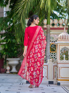 Hand Embroidered Kurta With Pant & Printed Dupatta Luxury Premium, Multicolor - Hiral Fashion | Grocsy