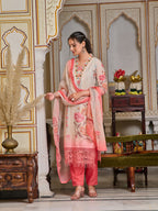 Schiffli Embroidered Kurta With Pant & Printed Dupatta Premium Luxury, Multicolor - Hiral Fashion | Grocsy