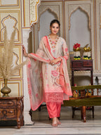 Schiffli Embroidered Kurta With Pant & Printed Dupatta Premium Luxury, Multicolor - Hiral Fashion | Grocsy