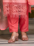 Schiffli Embroidered Kurta With Pant & Printed Dupatta Premium Luxury, Multicolor - Hiral Fashion | Grocsy