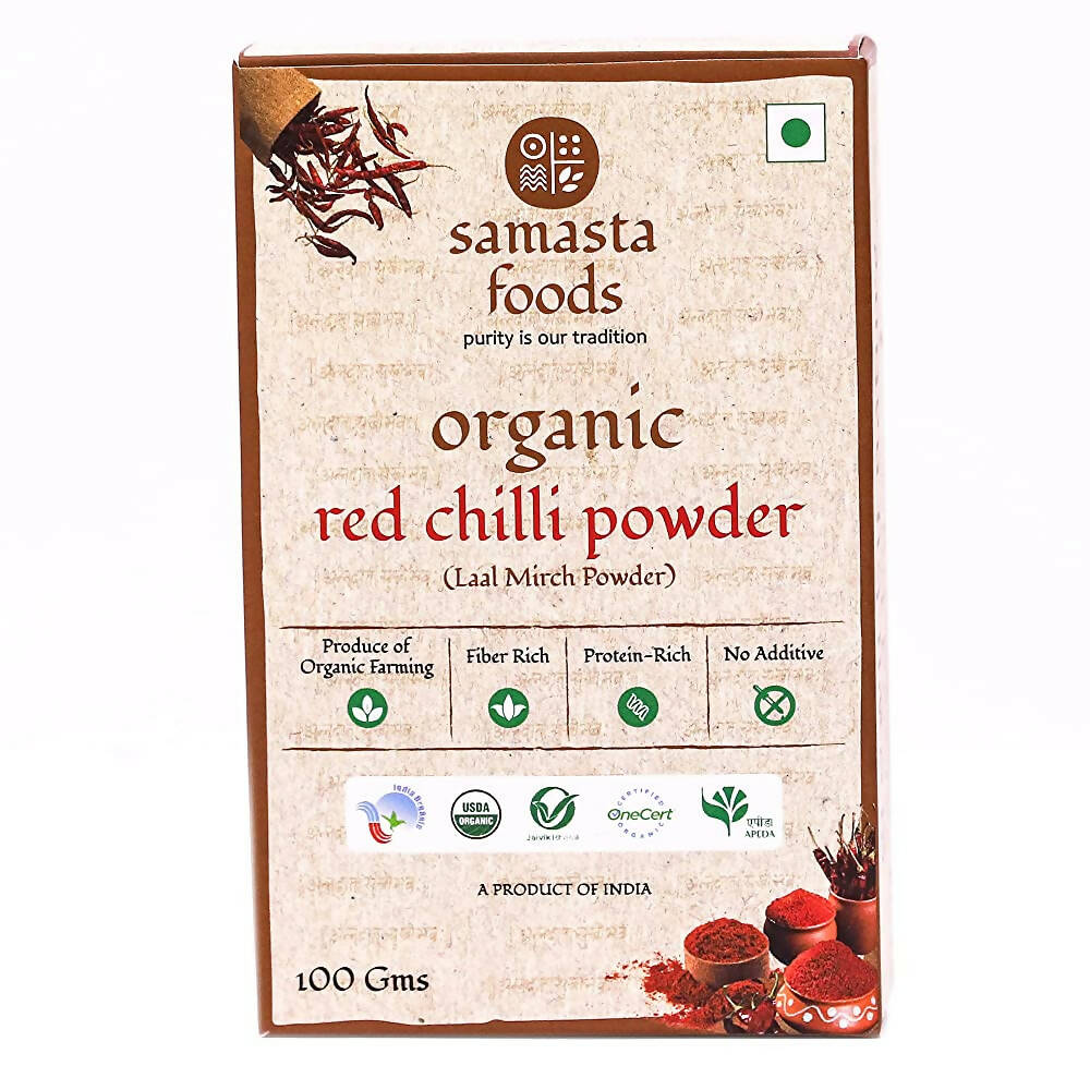 Samasta Food Organic Red Chilli (Lal Mirch) Powder | Grocsy