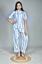 Morchari Digital Print Semi Muslin Co-Ord Set Top & Trouser-Multicolor | Grocsy