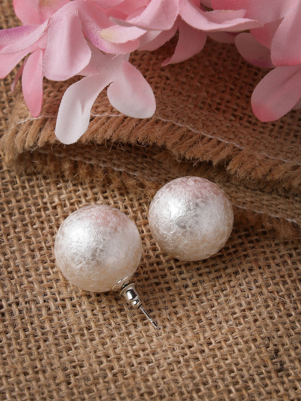 NVR Women's White Color Moon Stud Earrings | Grocsy