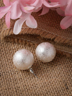 NVR Women's White Color Moon Stud Earrings | Grocsy