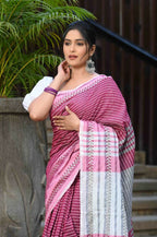 Beatitude Multicolor Cotton Tanchori Handloom Saree | Grocsy