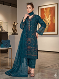 Teeya Creation Womens New Net With Heavy Embroiedery With Sequence Work Teal Kurta Set | Grocsy