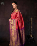 DEIANA'S Beautiful Designer Golden zari Soft Lichi Silk Saree - Red | Grocsy