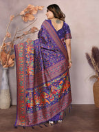 Joban Fashion Purple Meena Weaves Pashmina Sarees | Grocsy