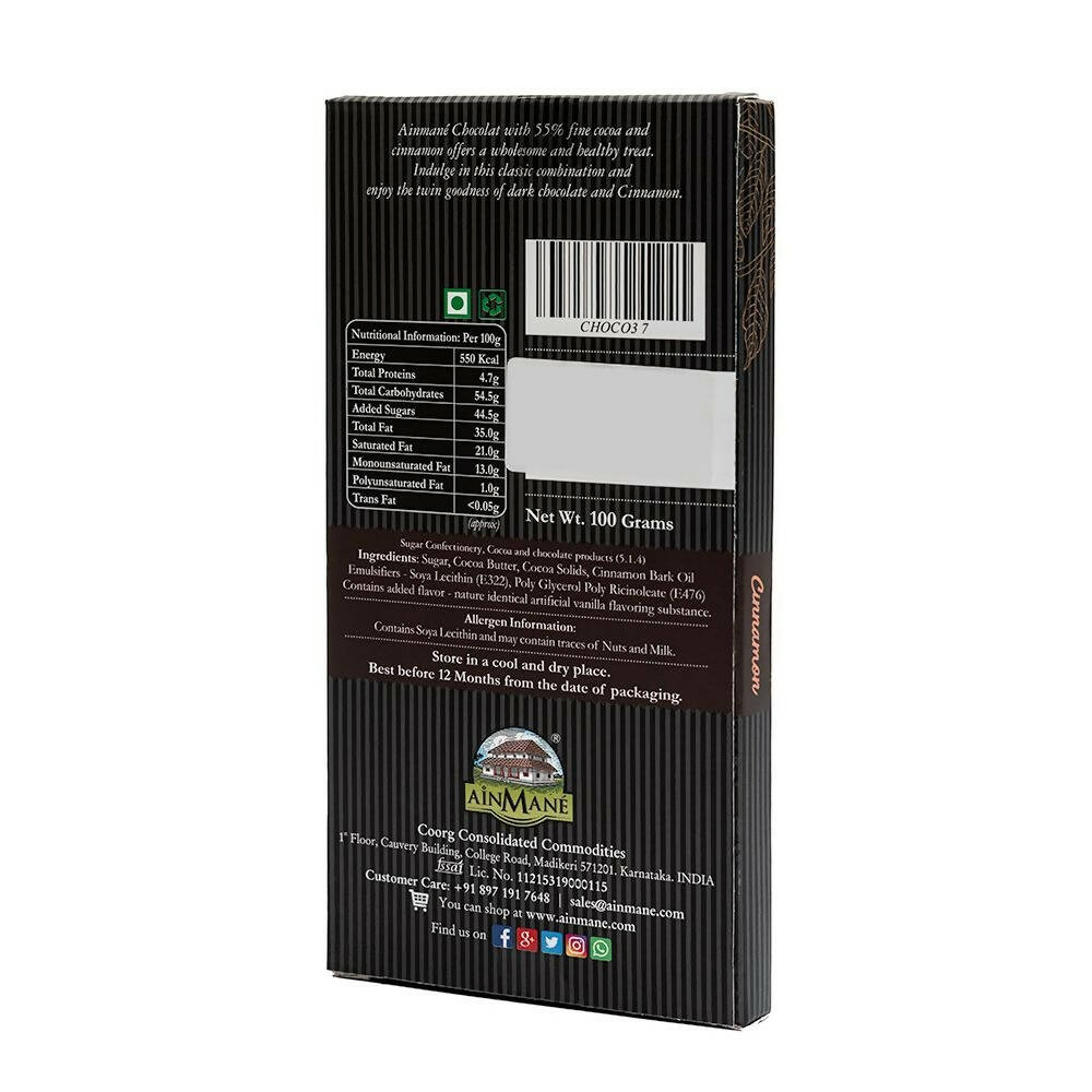 Ainmane Cinnamon Dark Chocolate 55% Cocoa | Grocsy