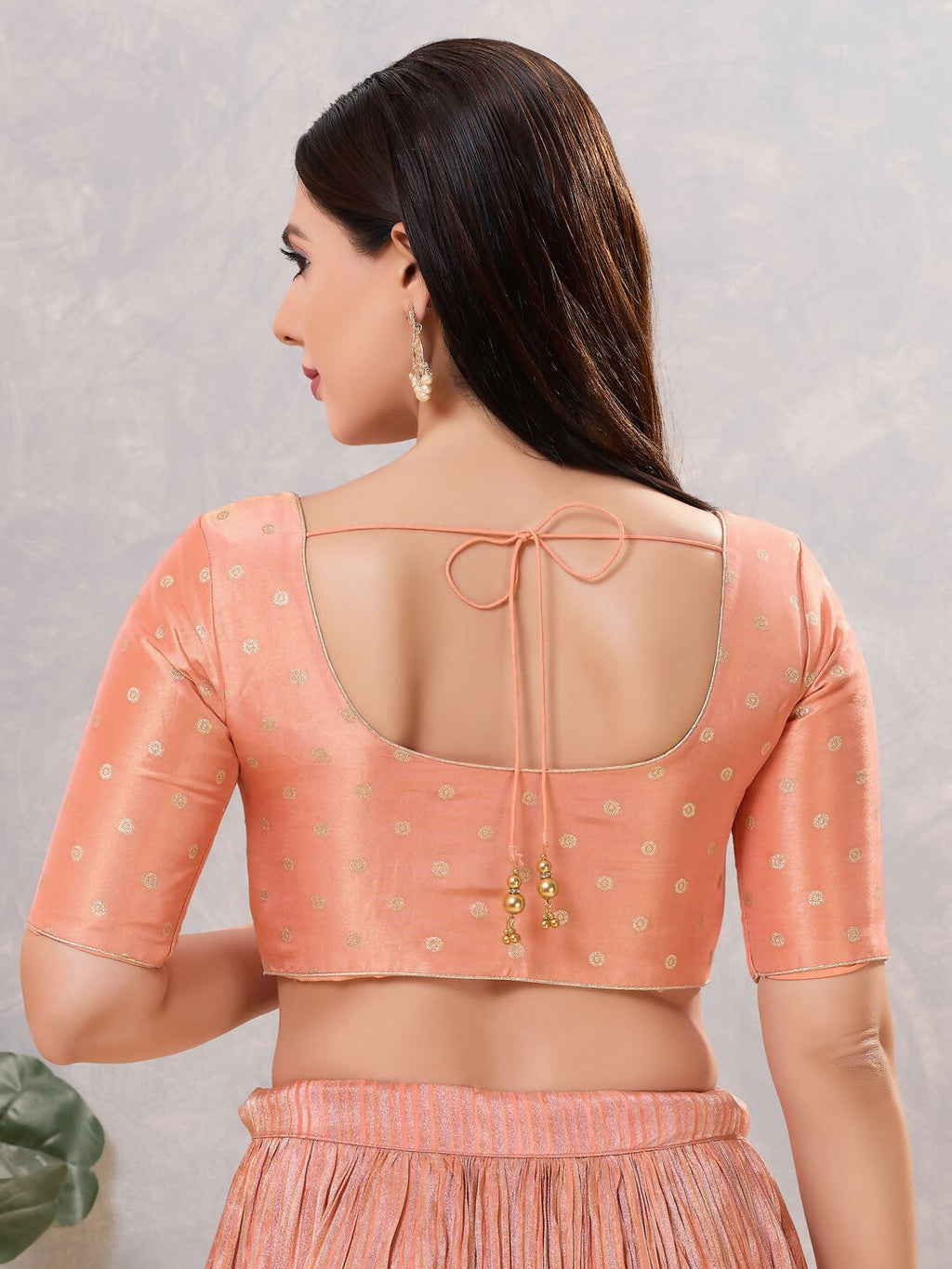 Joban Fashion Women Silk Peach Stitched Blouse | Grocsy