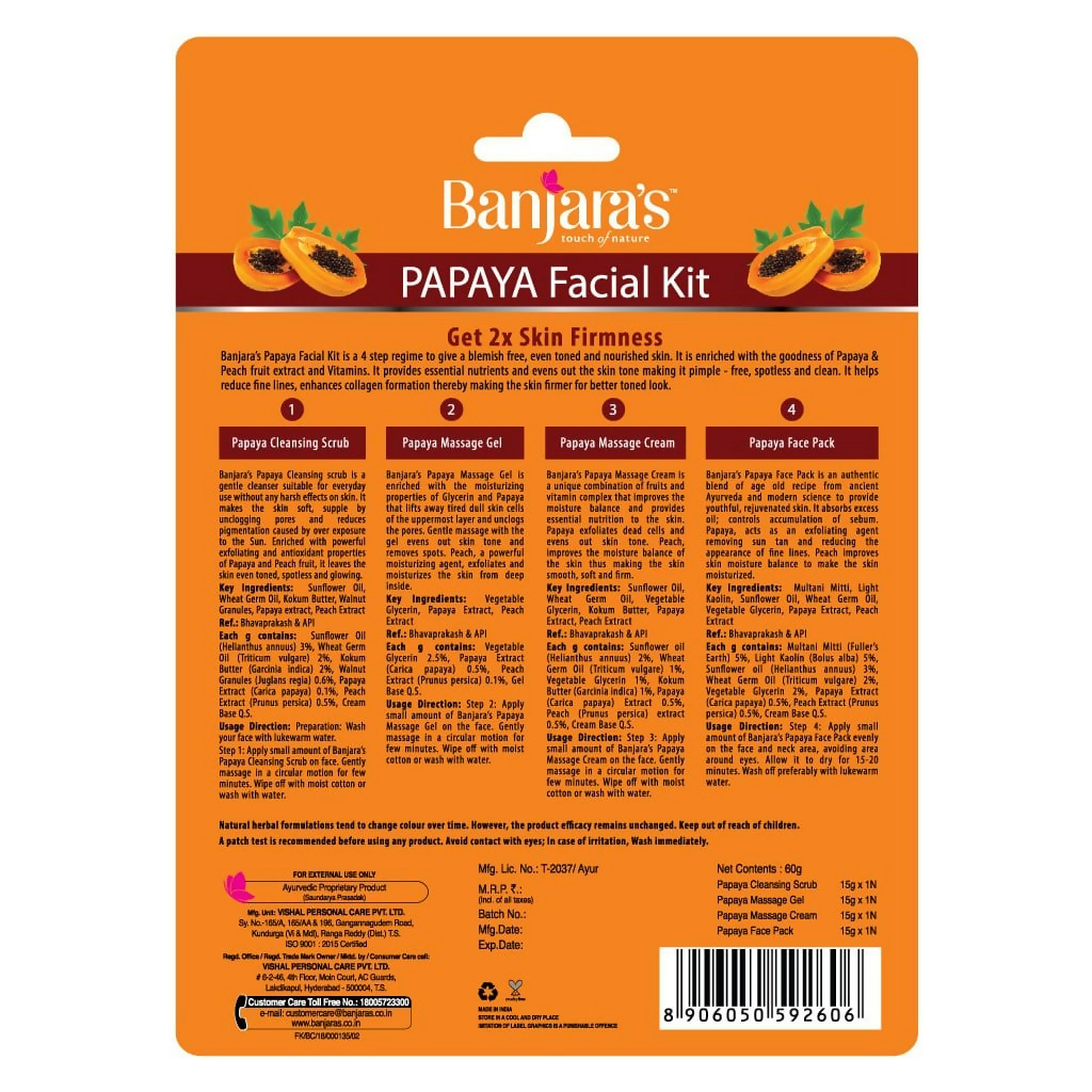 Banjara's Papaya Facial kit (Blister Pack) | Grocsy