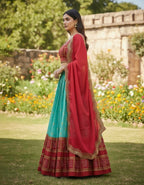 Teeya Creation New Latest Trendy Heavy Foil Print Work Lehenga Choli Set - Aqua-Blue | Grocsy
