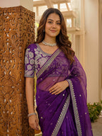 Lehenga Mart Designer Bollywood Style Party Wear Saree-Blue | Grocsy